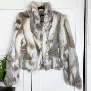 ADRIENNE LANDAU Vintage Real Rabbit Fur Jacket